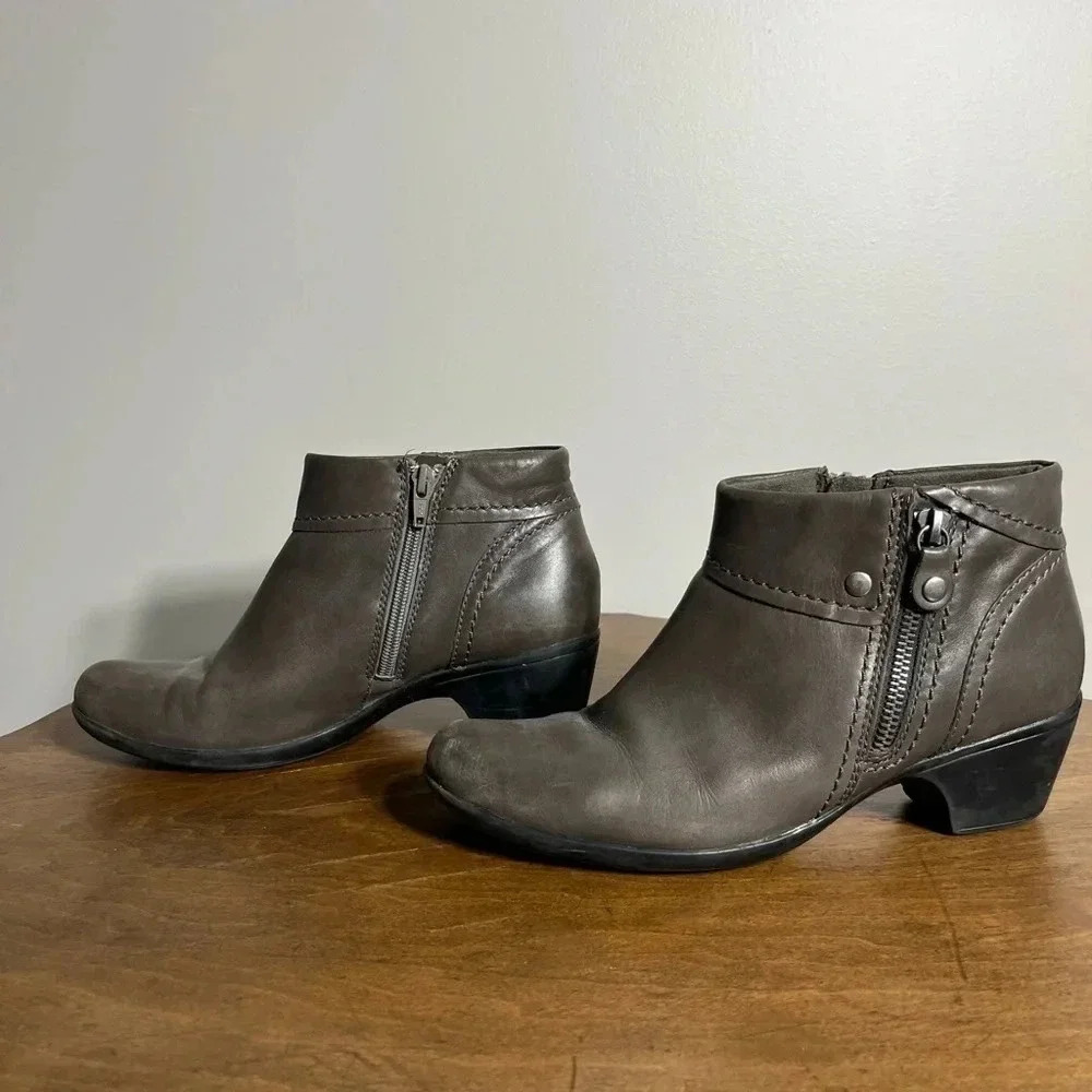 Clark's Ingalls Thames Grey Leather‎ Ankle Boot Size 8.5